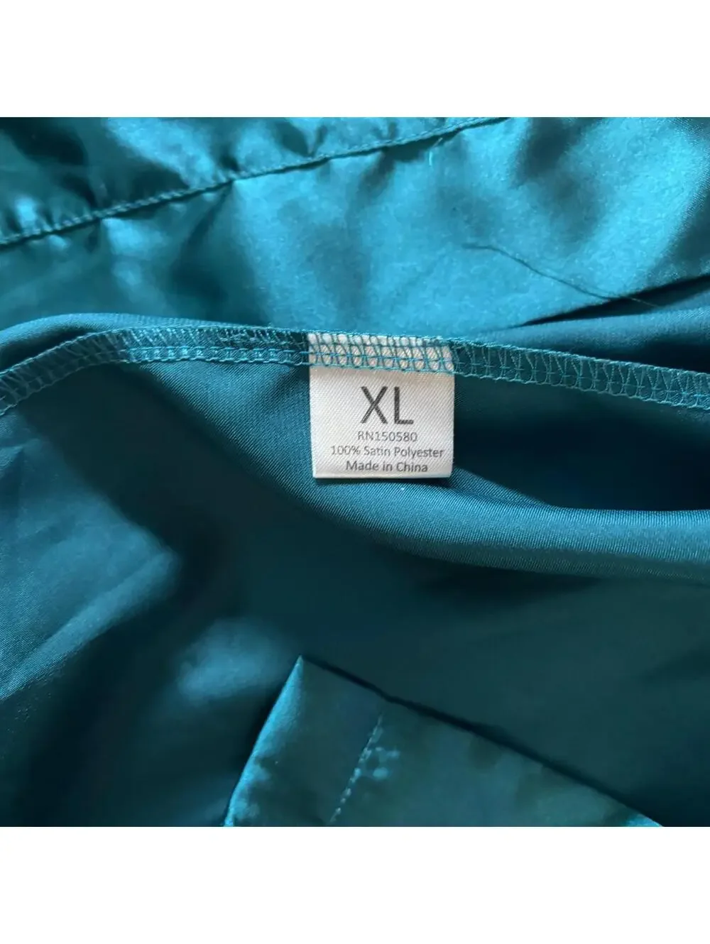 Alexander Del Rossa Satin Robe Teal Blue Long Belt Men's Size XL